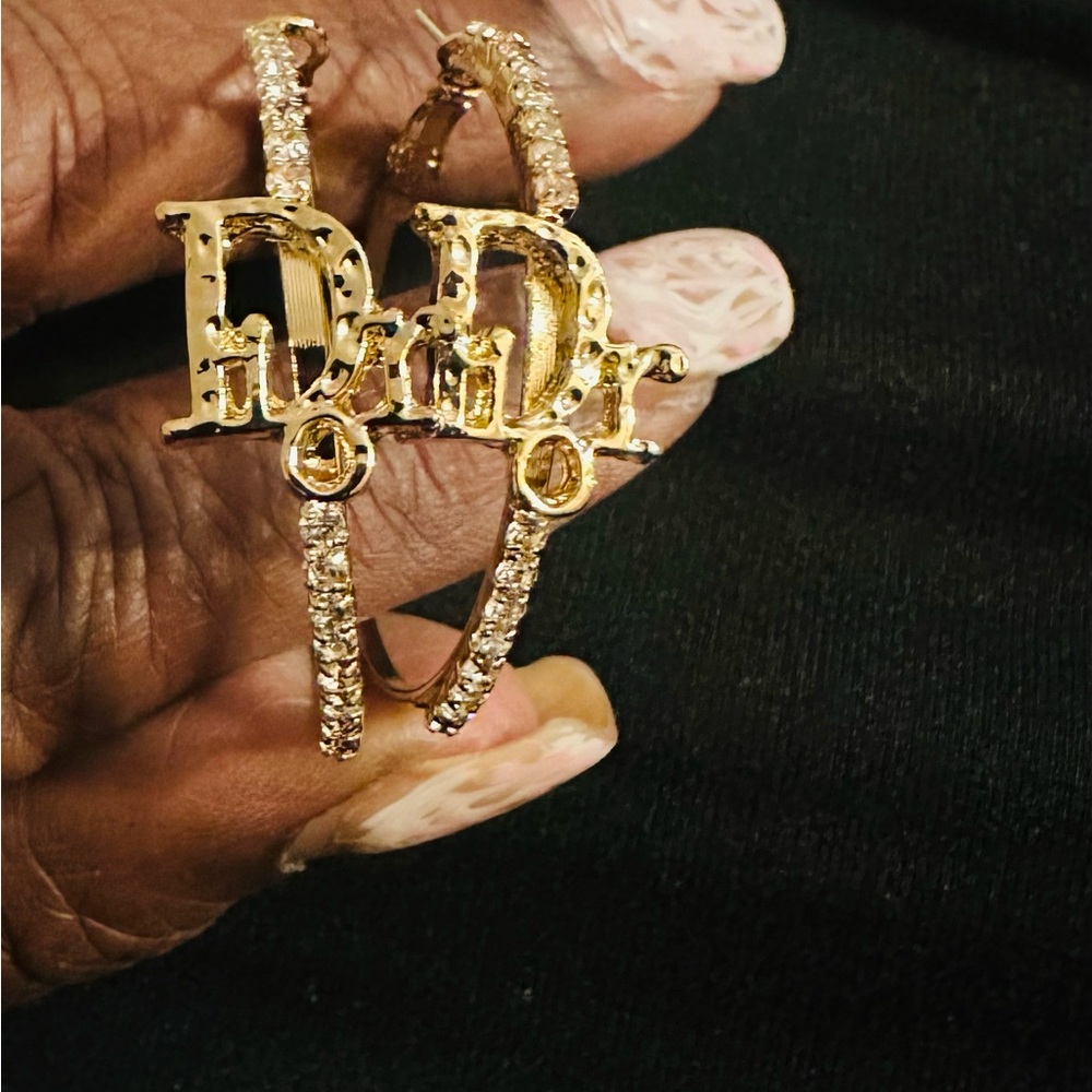 Dior Gold and Crystal Women's Earrings
